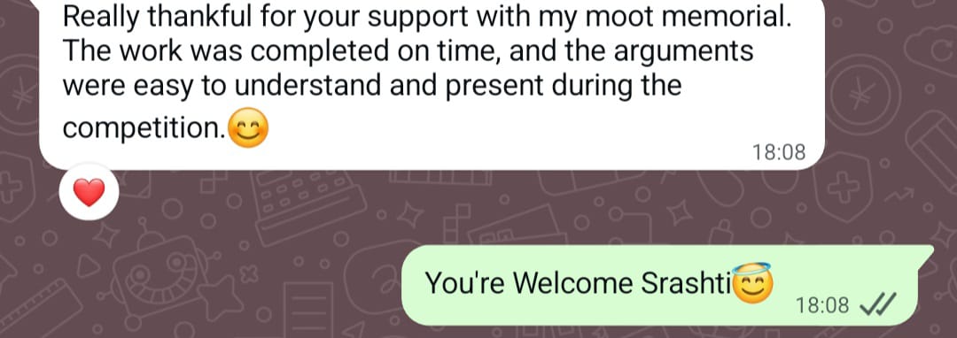 Student feedback about moot memorial support