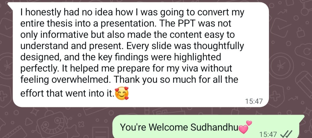 Student feedback about a thesis-to-presentation PPT
