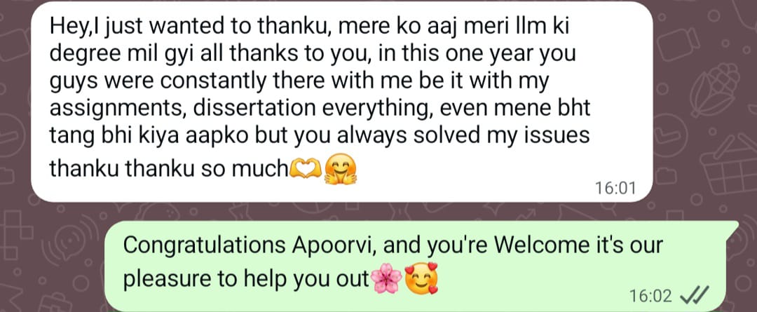 Student message after receiving her LL.M. degree