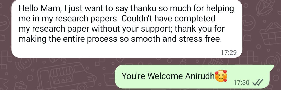 Student thanking the team for research paper support