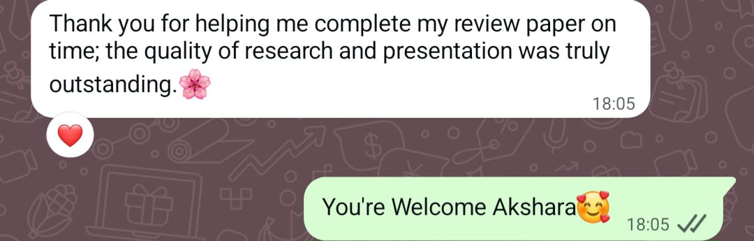 Student thanking the team for review paper support